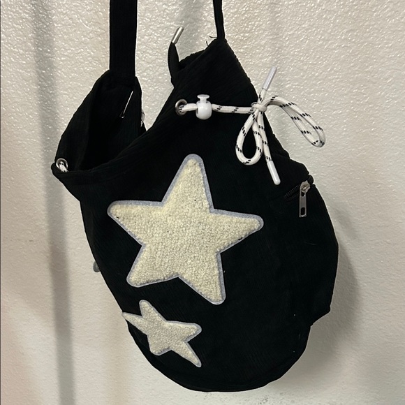 Black Corduroy with Star Accents Shoulder Bag - Unbranded - EUC - Picture 3 of 13